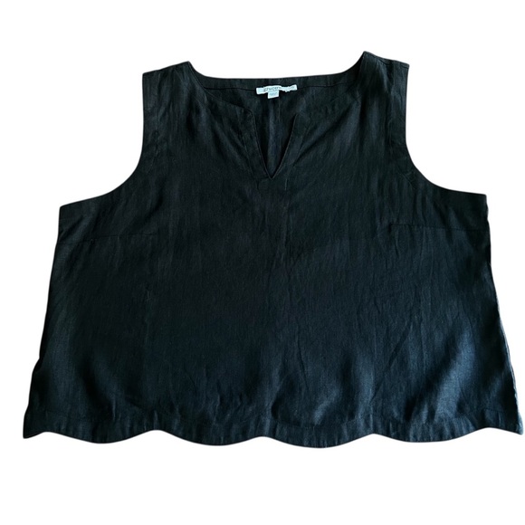 Chico’s | 100% Linen Scalloped Hem Sleeveless Top - Picture 3 of 10